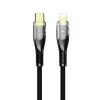 Apple iPhone-hoz USB-C to Lightning PD 30W strapabíró cipőfűző mintás adat és töltőkábel 1m, fekete (JELLICO B20)