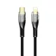 Apple iPhone-hoz USB-C to Lightning PD 30W strapabíró cipőfűző mintás adat és töltőkábel 1m, fekete (JELLICO B20)