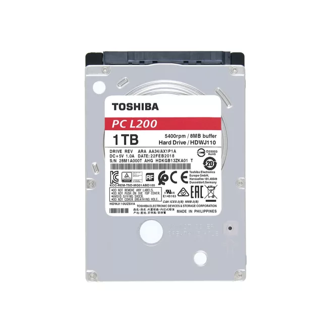Toshiba 1TB merevlemez 2,5" (HDWL110UZSVA) – 5400RPM sebességgel, 128MB gyorsítótárral és mindössze 7mm vastagsággal. Megbízható SATA laptop winchester, nagy tárhellyel és stabil adatátvitellel mindennapi használathoz