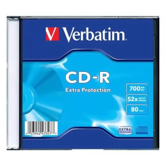Verbatim CD-R lemez 700MB, 80 perc, 52x sebesség, Slim tokban