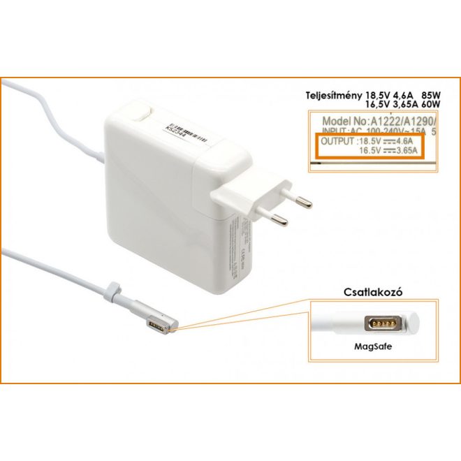 Apple MacBook Pro 17-inch 2011 18,5V 4,6A 5W-os új, gyárival megegyező minőségű helyettesítő laptop töltő