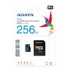 ADATA 256GB UHS-I MicroSDXC kártya + adapter, Class10 A1 V10, Olvasás: 100  MB/s, Írás: 25 MB/s, (AUSDX256GUICL10A1-RA1)
