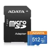 Adata 512GB microSDXC kártya + adapter, UHS-I U1 Class 10 V Olvasás: 100 Mbps Írás 25 Mbps (AUSDX512GUICL10A1-RA1)