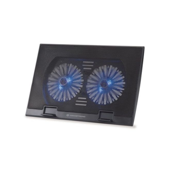 Conceptronic THANA02B notebook hűtőpad 17"-ig (THANA02B) erős hűtési teljesítmény, állítható magassággal és LED világítással, stabil tartás és kényelmes használat játékhoz és mindennapi munkához