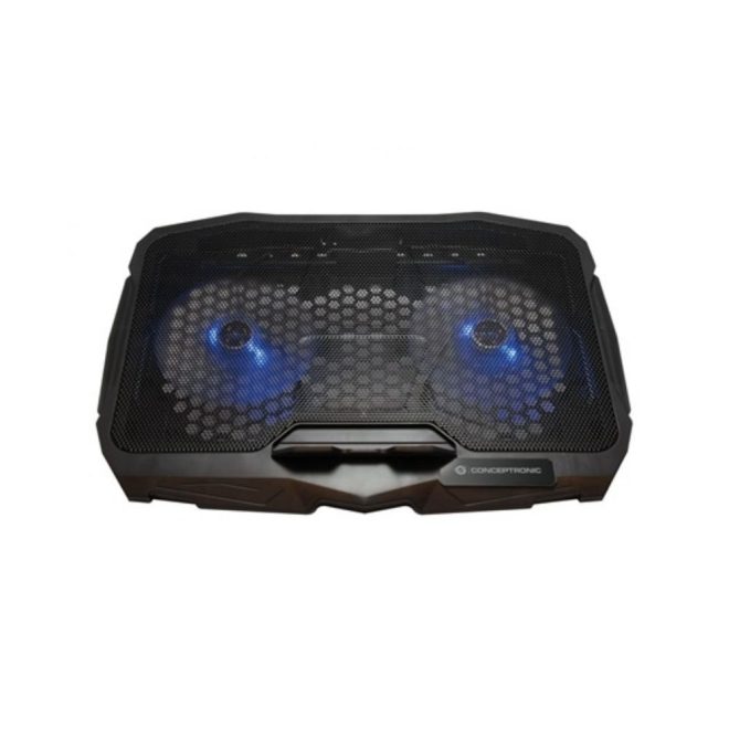 Conceptronic THANA07B notebook hűtőpad 17"-ig (THANA07B) erős hűtési teljesítmény, állítható magassággal és LED világítással, stabil tartás és kényelmes használat játékhoz és mindennapi munkához