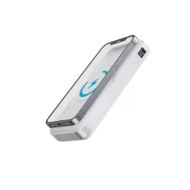   Vezeték nélküli 10.000mAh MagSafe Power Bank mágneses indukciós gyors töltővel, 3 in 1 USB-C kábellel tölthető fel, Fehér (Forever - MATB-300)