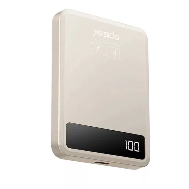 Ultra vékony Power Bank MagSafe 5.000mAh – arany színű, mágneses indukciós gyors töltővel, USB-C kompatibilis, kompakt és elegáns kiegészítő iPhone és más eszközök töltésére útközben (Yesido YP66)