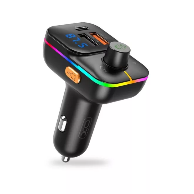 Szivargyújtós FM Transmitter Bluetooth, MP3 lejátszás USB-C és 2x USB bemenettel, TF kártyaolvasóval (C09, BCC09)