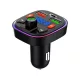 Szivargyújtós Autós FM Transmitter Bluetooth 20W USB-C és USB-A telefon gyors töltővel, Rainbow LED világítás, MP3 lejátszás, TF kártyaolvasó