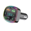 Szivargyújtós Autós FM Transmitter Bluetooth 20W USB-C és USB-A telefon gyors töltővel, Rainbow LED világítás, MP3 lejátszás, TF kártyaolvasó