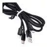 3in1 1,2m Telefon Gyors Töltő Kábel 2A Fekete, USB to USB-C MicroUSB Lightning