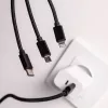3in1 1,2m Telefon Gyors Töltő Kábel 2A Fekete, USB to USB-C MicroUSB Lightning