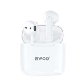   BWOO BW94-WH vezeték nélküli sztereó fülhallgató Bluetooth 5.3 technológiával - fehér színben, töltőtokkal, kristálytiszta hangzással és kényelmes használattal