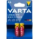 2db Varta Longlife Max Power AA ceruza elem távirányítóhoz (LR06)