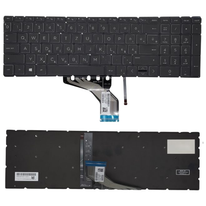 HP 250 G8, 255 G8, 15-DA, 15-DB sorozathoz MAGYAR fekete keret-nélküli háttér-világításos laptop billentyűzet (L13652-211)