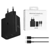 Samsung 50W Gyári Gyorstöltő 2db USB-C Fekete + 1,8m USB-C gyári töltő kábel (EP-T5020XBE)
