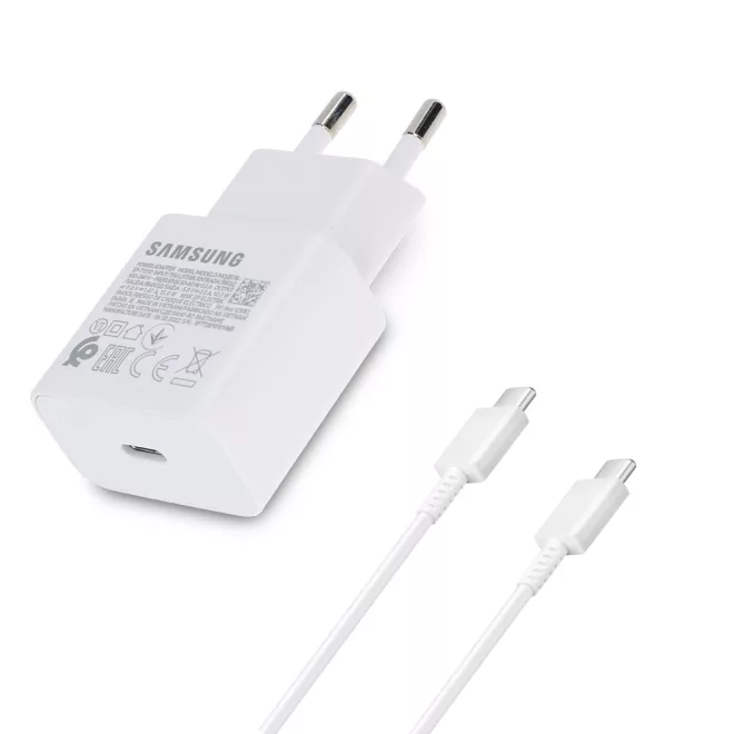 Samsung 15W Gyári Telefon és Tablet Töltő USB-C Fehér (EP-T1510NWE) + 1m USB-C gyári töltő kábel (EP-DA705)