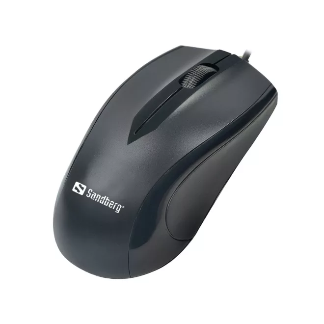 Sandberg vezetékes optikai egér, fekete, plug & play, 1200DPI, 1,5m USB kábellel, 3 gombos (331-00)
