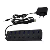 USB elosztó HUB 7db USB 3.0 porttal, tápegységgel, mindegyik USB külön kapcsolóval