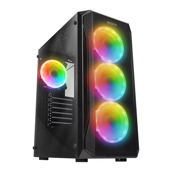 Everest Számítógépház - X-RACER (fekete; üveg; ATX; alsó táp; 4x120mm LED, 1xUSB3.0 + 2xUSB2.0)