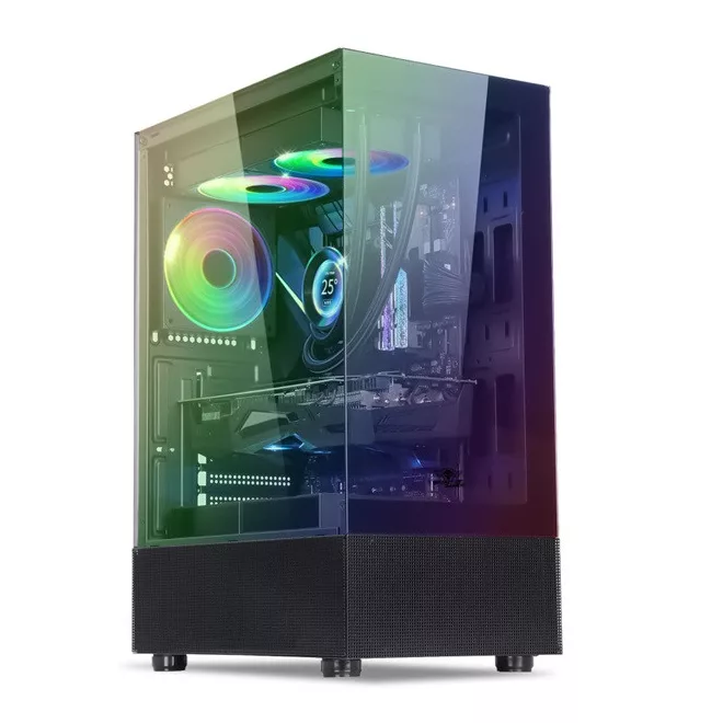 Spirit of Gamer Számítógépház - SPECTRA Black (fekete, ablakos, 3x12cm ventilátor, alsó táp,  ATX, 1xUSB3.0, 2xUSB2.0)