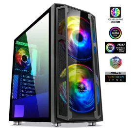   Spirit of Gamer Számítógépház - GHOST 5 RGB (fekete, ablakos, 2x20cm, 2x12cm ventilátor, ATX, mATX, 2xUSB3.0, 1xUSB2.0)