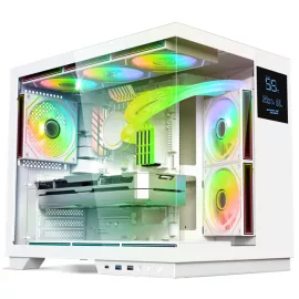   Spirit of Gamer Számítógépház - VIPER CRX White (fekete, ablakos, 6x12cm ventilátor, alsó táp,  ATX, 1x USB-C, 2x USB-A)