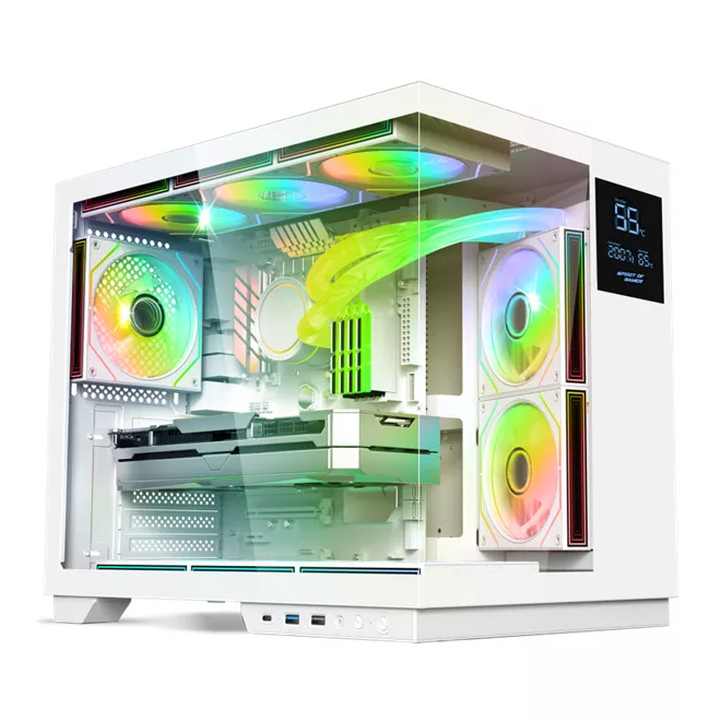 Spirit of Gamer Számítógépház - VIPER CRX White (fekete, ablakos, 6x12cm ventilátor, alsó táp,  ATX, 1x USB-C, 2x USB-A)