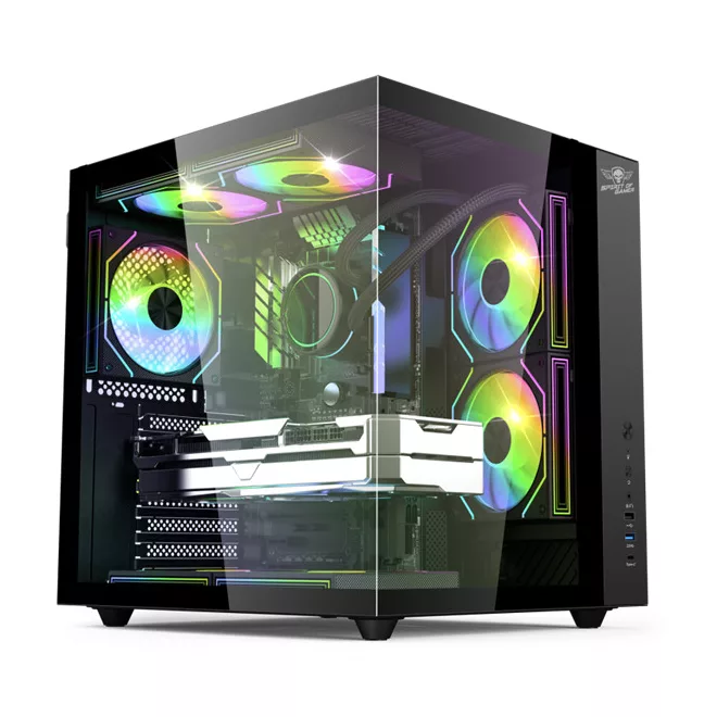 Spirit of Gamer Számítógépház - BANDIT GT (fekete, ablakos, 3x12cm ventilátor, alsó táp,  ATX, 1x USB-C, 3x USB-A)