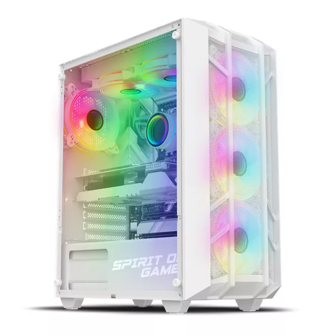 Spirit of Gamer Számítógépház - REBEL NX White (fekete, ablakos, 4x12cm ventilátor, alsó táp,  ATX, 1xUSB3.0, 2xUSB2.0)