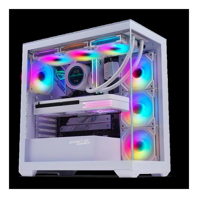 Spirit of Gamer Számítógépház - SPARK Arctic (fehér, ablakos, 6x12cm ventilátor, alsó táp,  ATX, 2xUSB3.0, 1xUSB-C)