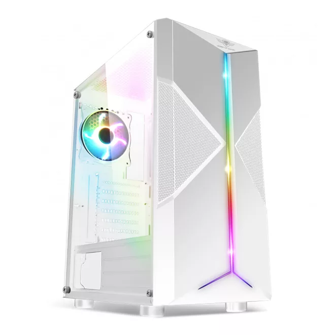 Spirit of Gamer Számítógépház - CLONE 3 White (fekete, ablakos, 2x12cm ventilátor, alsó táp,  ATX, 1xUSB3.0, 2xUSB2.0)