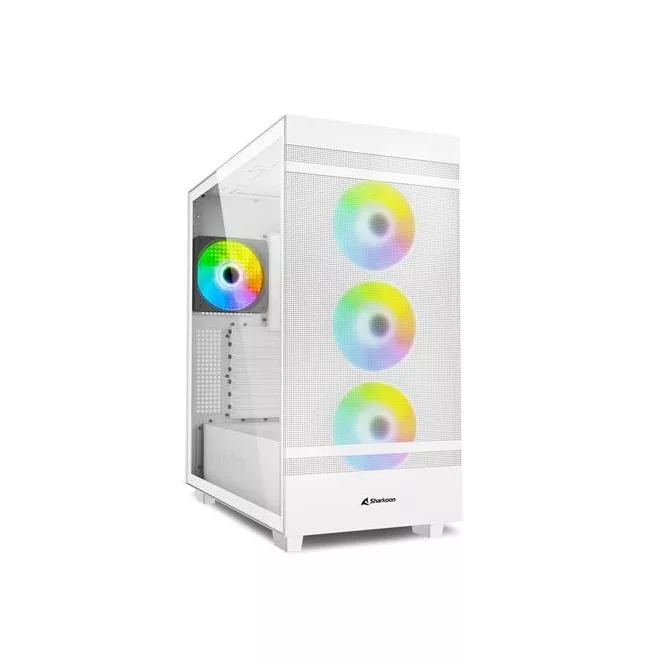 Sharkoon Számítógépház - Rebel C50 RGB White (fehér; ablakos; ATX, 4x120mm RGB ventilátor; 2xUSB3.0; 1xUSB 3.2; I/O)