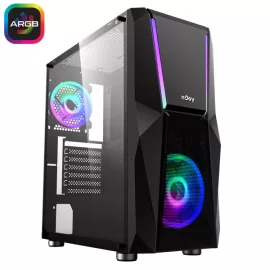   NJOY Számítógépház -  FORT (fekete, ablakos, ATX, 2x12cm, 1xUSB2.0, 2xUSB3.0)