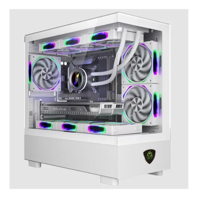 KEEP OUT Számítógépház - XC-301W GLASS (fehér, ablakos, 3x12cm ARGB venti, microATX, 1xUSB2.0, 1xUSB3.0)