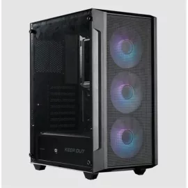   KEEP OUT Számítógépház - XC-200 MESH (fekete, ablakos, 3x12cm RGB venti, ATX, 2xUSB2.0, 1xUSB3.0)