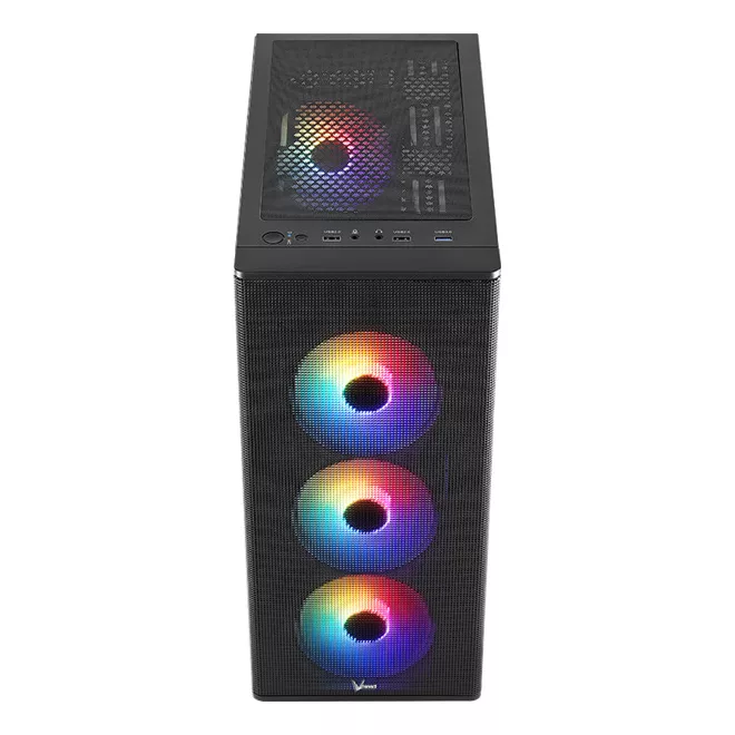 Formula Számítógépház - FG-06 AR (fekete, ablakos, 4x12cm ARGB venti, mATX, 1xUSB3.0, 2xUSB2.0)