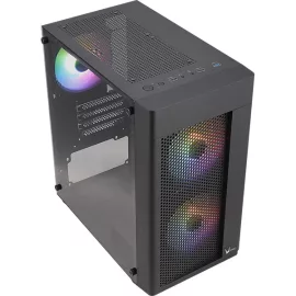   Formula Számítógépház - FG-01M FR (fekete, ablakos, 3x12cm FRGB venti, mATX, 1xUSB3.0, 2xUSB2.0)