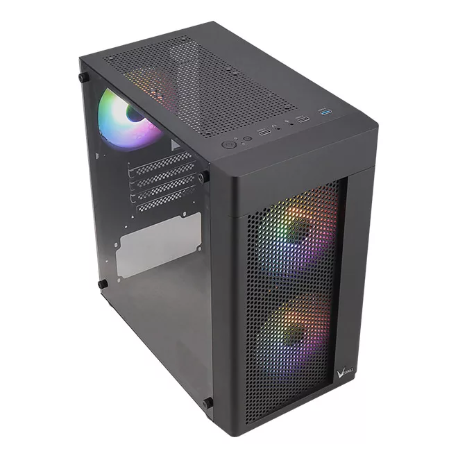 Formula Számítógépház - FG-01M FR (fekete, ablakos, 3x12cm FRGB venti, mATX, 1xUSB3.0, 2xUSB2.0)