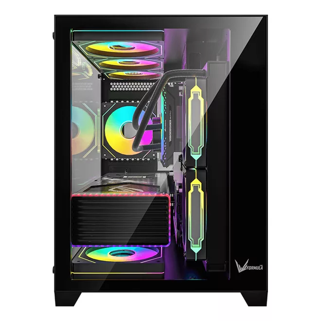 Formula Számítógépház - Crystal Z5 Black (fekete, ablakos, 1x12cm venti, mATX , 1xUSB3.0, 1xUSB2.0, 1xType-C)