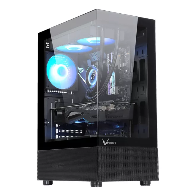 Formula Számítógépház - Crystal Z1+ Black ARGB (fekete, ablakos, ATX, 3x12cm venti, 1xUSB3.0, 1xUSB2.0)