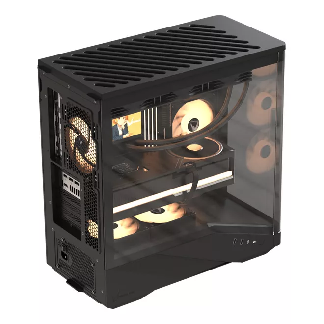 Formula Számítógépház - Crystal U9 PA Black (fekete, ablakos, 4x12cm venti, EATX, 2xUSB3.0, 1xType-C)