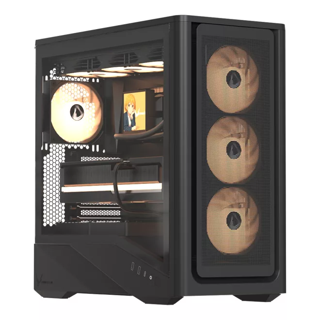Formula Számítógépház - Air Power G9 Duo PA Black (fekete, ablakos, 4x12cm venti, EATX, 2xUSB3.0, 1xType-C)
