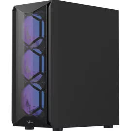   Formula Számítógépház - Air Power G1 Plus Black (fekete, ablakos, 6x12cm venti, mATX, 1xUSB3.0, 1xUSB2.0, 1xType-C)