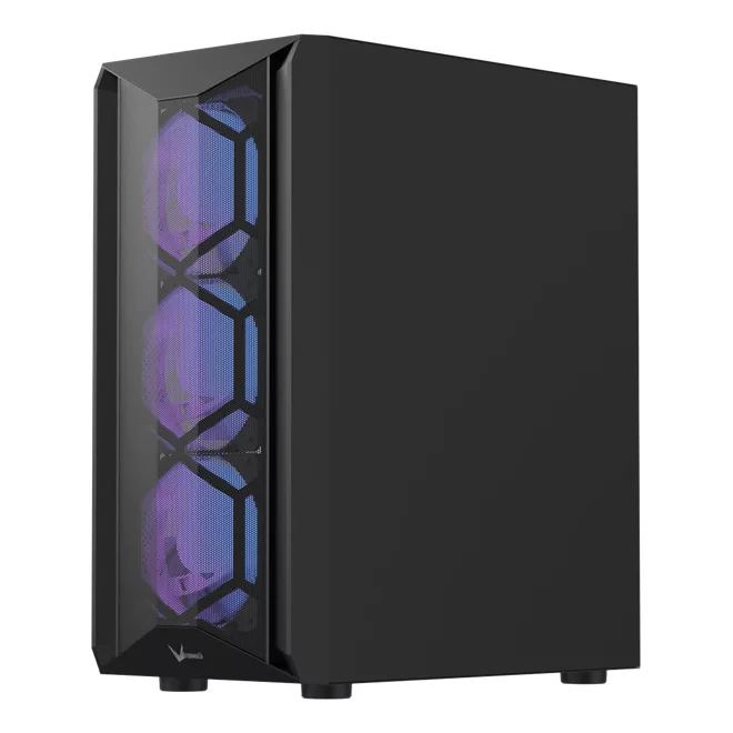 Formula Számítógépház - Air Power G1 Plus Black (fekete, ablakos, 6x12cm venti, mATX, 1xUSB3.0, 1xUSB2.0, 1xType-C)
