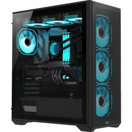   Formula Számítógépház - Air Power G5 Plus Black (fekete, ablakos, 4x12cm venti, EATX, 2xUSB3.0, 1xType-C)