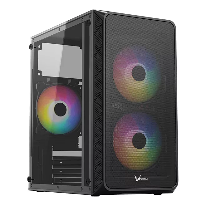 Formula Számítógépház - Air Mesh G4 Black (fekete, ablakos, 1x12cm venti, mATX, 1xUSB3.0, 1xUSB2.0)