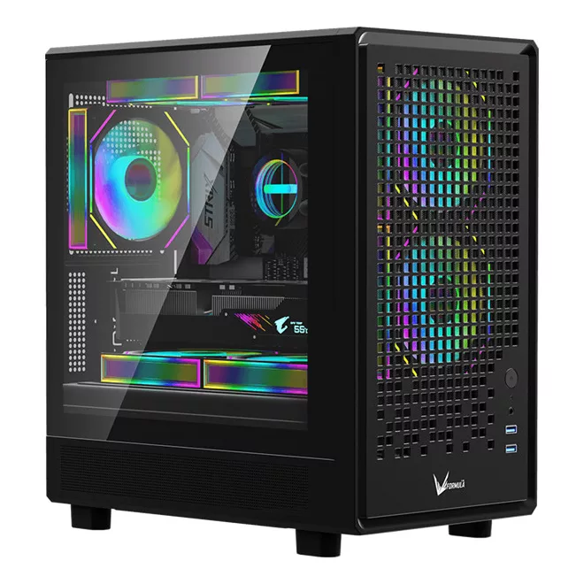 Formula Számítógépház - Air Mesh G2 Black (fekete, ablakos, 3x12cm venti, mATX, 2xUSB3.0)