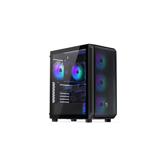 Endorfy Számítógépház - Arx 500 ARGB (ATX /micro ATX/ITX, 1xUSB-C, 2xUSB3.0, 4x14cm LED ventilátor, ablakos, fekete)