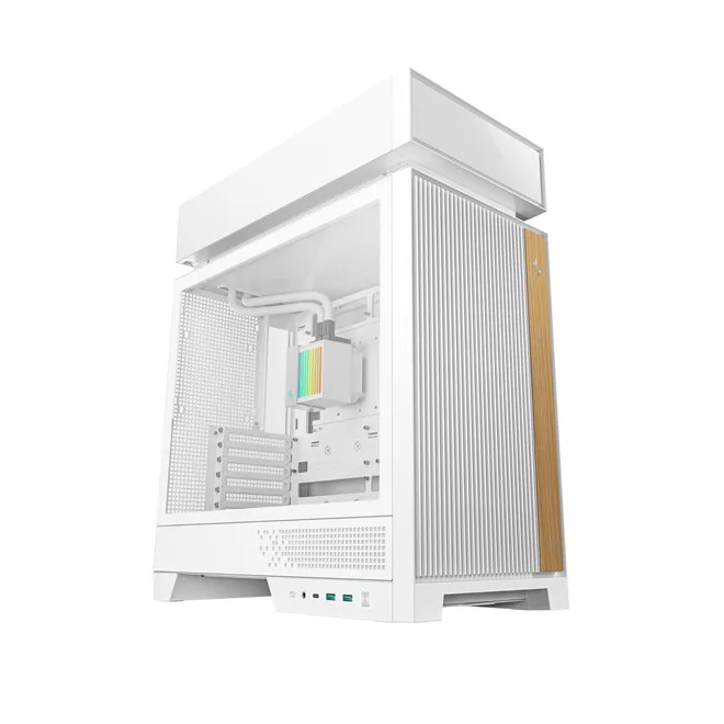 DeepCool Számítógépház - CL6600 WH (fehér, 1x360cm AIO vízhűtés,  2x120mm A-RGB, ATX, 2xUSB3.0, 1xUSB-C)